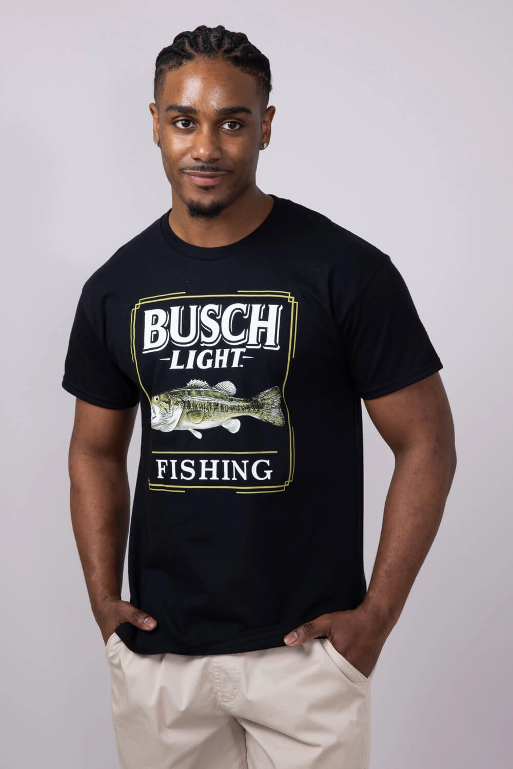 Busch Light Bass T-Shirt for Men in Black | 16682-628B Perfect for Workouts Casual Design Fit