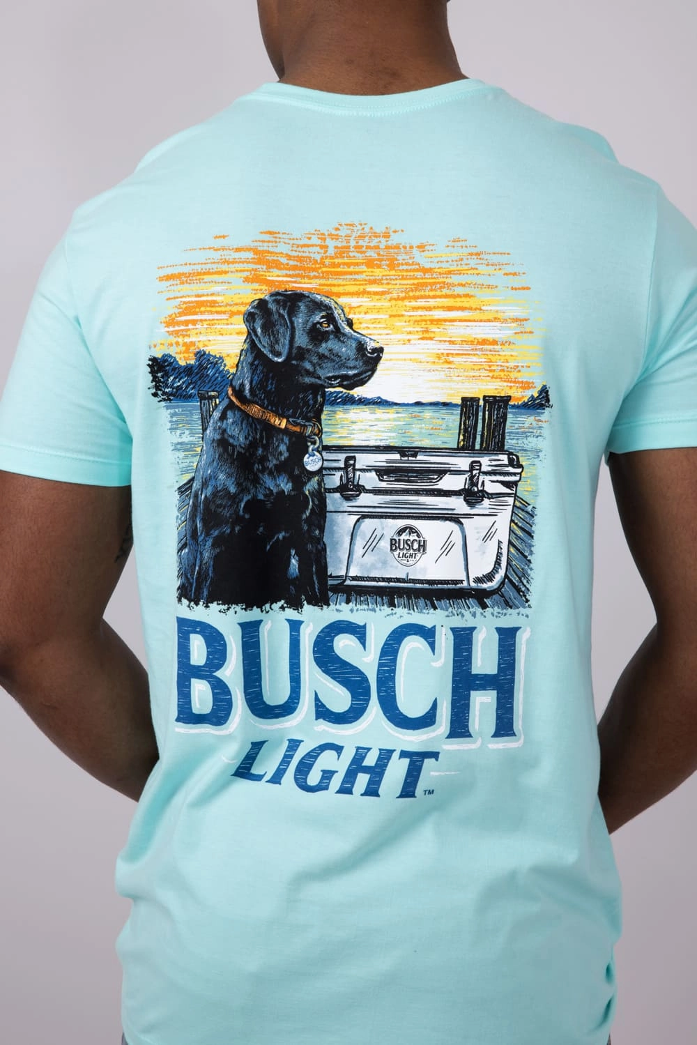 Slim Fit Wear Stretchable Busch Light Dog Cooler T-Shirt for Men in Teal Blue | 3349-TEALICE