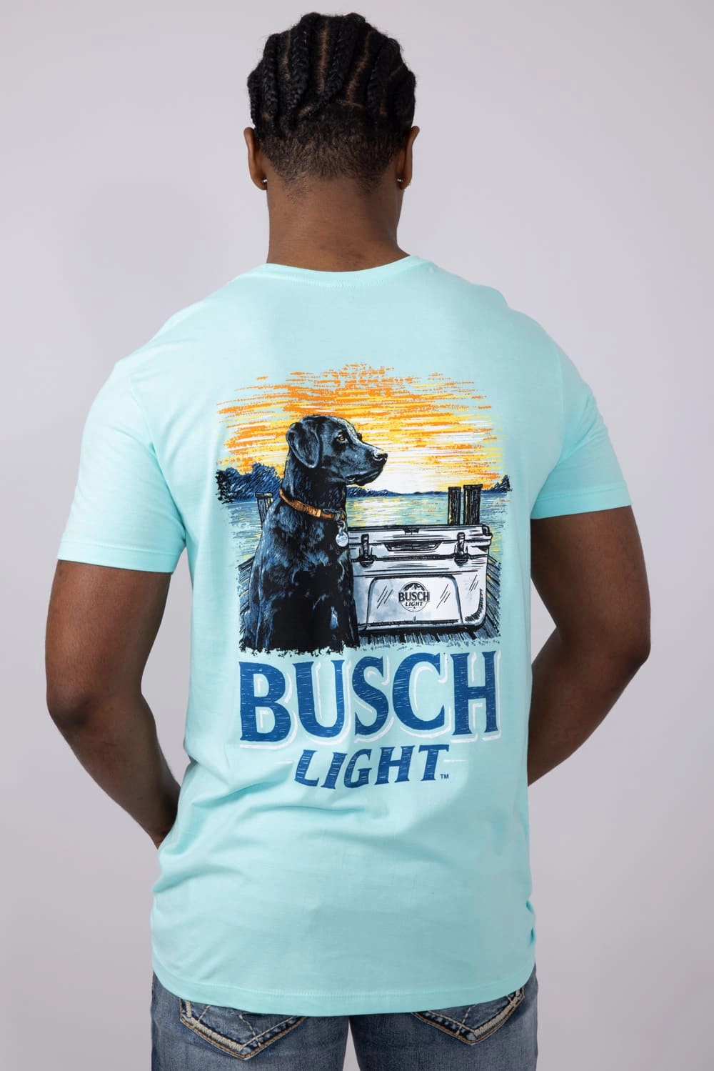 UV Protective Fabric City Smart Look Busch Light Dog Cooler T-Shirt for Men in Teal Blue | 3349-TEALICE
