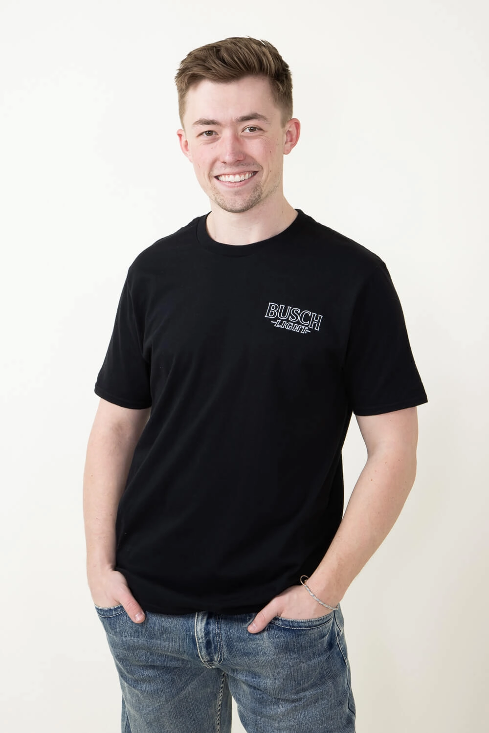 City Fashion Look Busch Light Neon Logo T-Shirt for Men in Black | 3347-BLACK