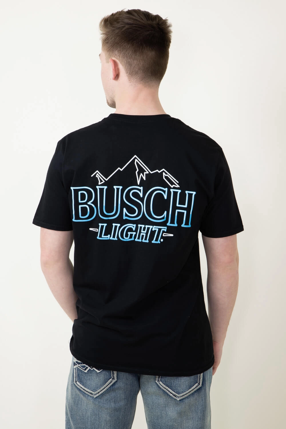 Animal Print Comfort Stretch Wear Busch Light Neon Logo T-Shirt for Men in Black | 3347-BLACK