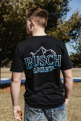 Busch Light Neon Logo T-Shirt for Men in Black | 3347-BLACK Pocket Detailing Subtle Details