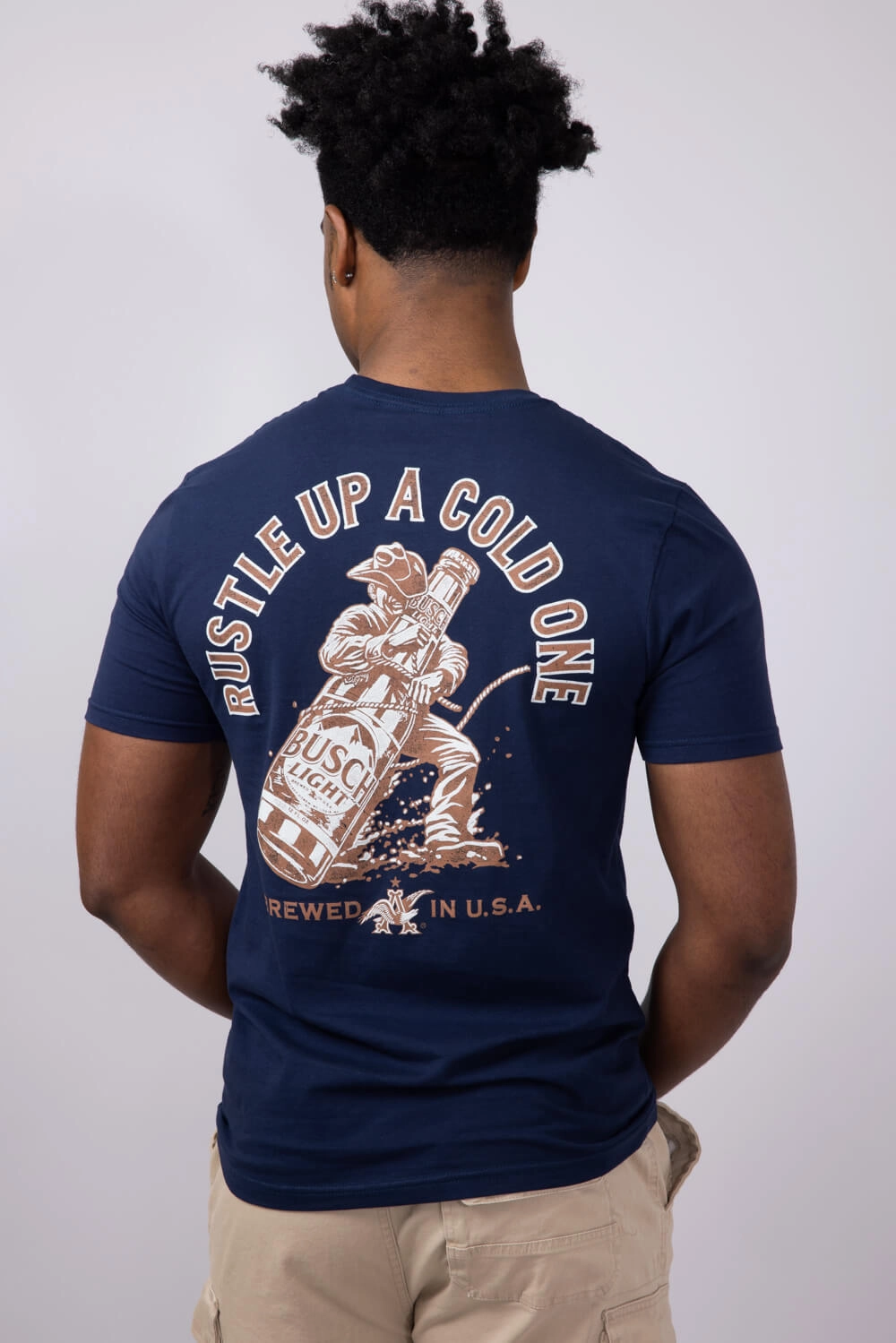 Busch Light Rustle T-Shirt for Men in Navy | 6775-NAVY Elderly Comfort Travel Trend Look