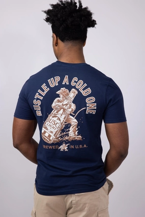 Busch Light Rustle T-Shirt for Men in Navy | 6775-NAVY Elderly Comfort Travel Trend Look