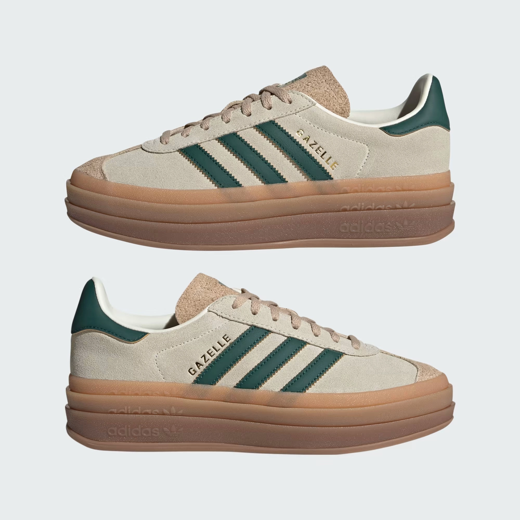 Gazelle Bold Shoes (Cream White   Collegiate Green   Magic Beige) Shape Hold