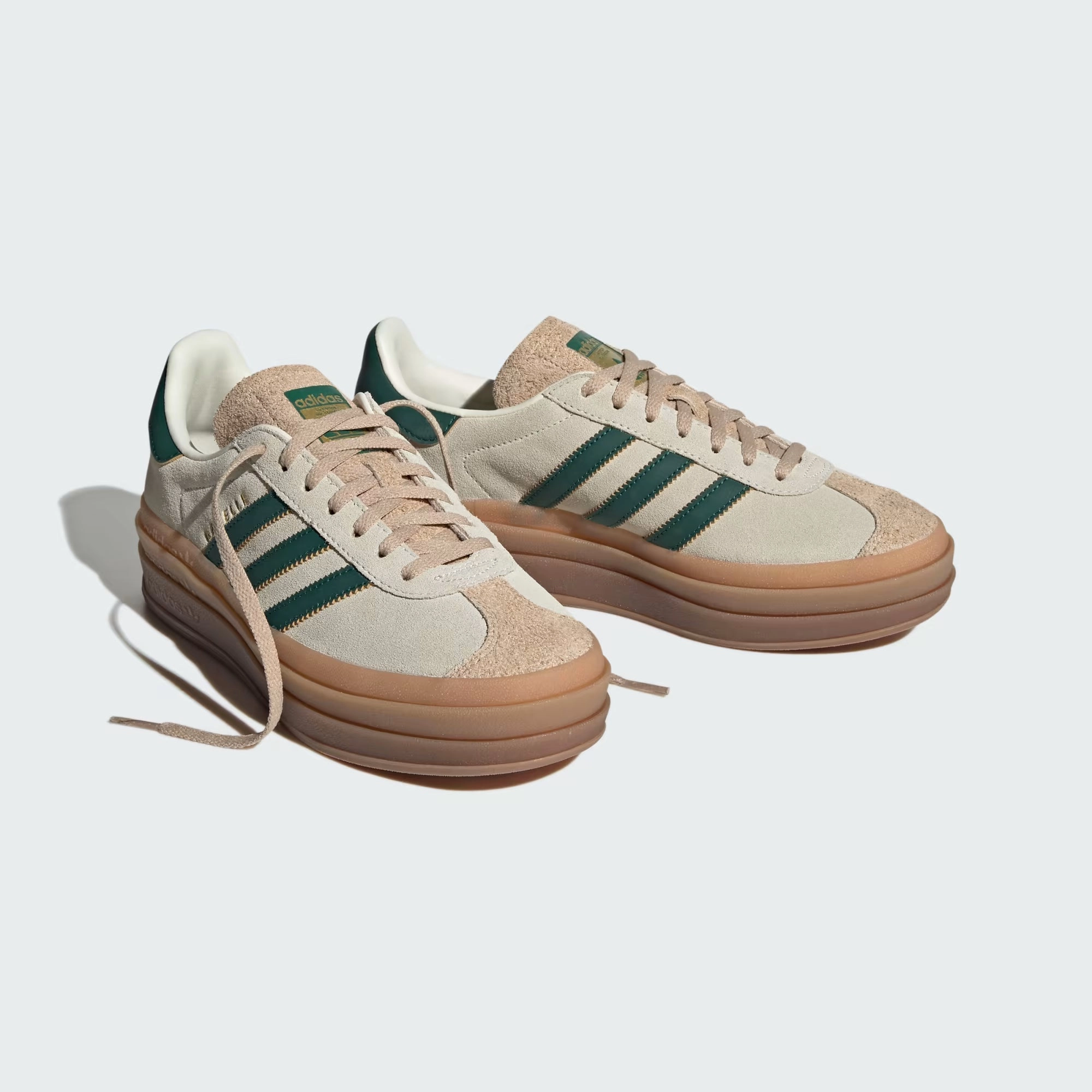 Gazelle Bold Shoes (Cream White   Collegiate Green   Magic Beige) Flex Notch