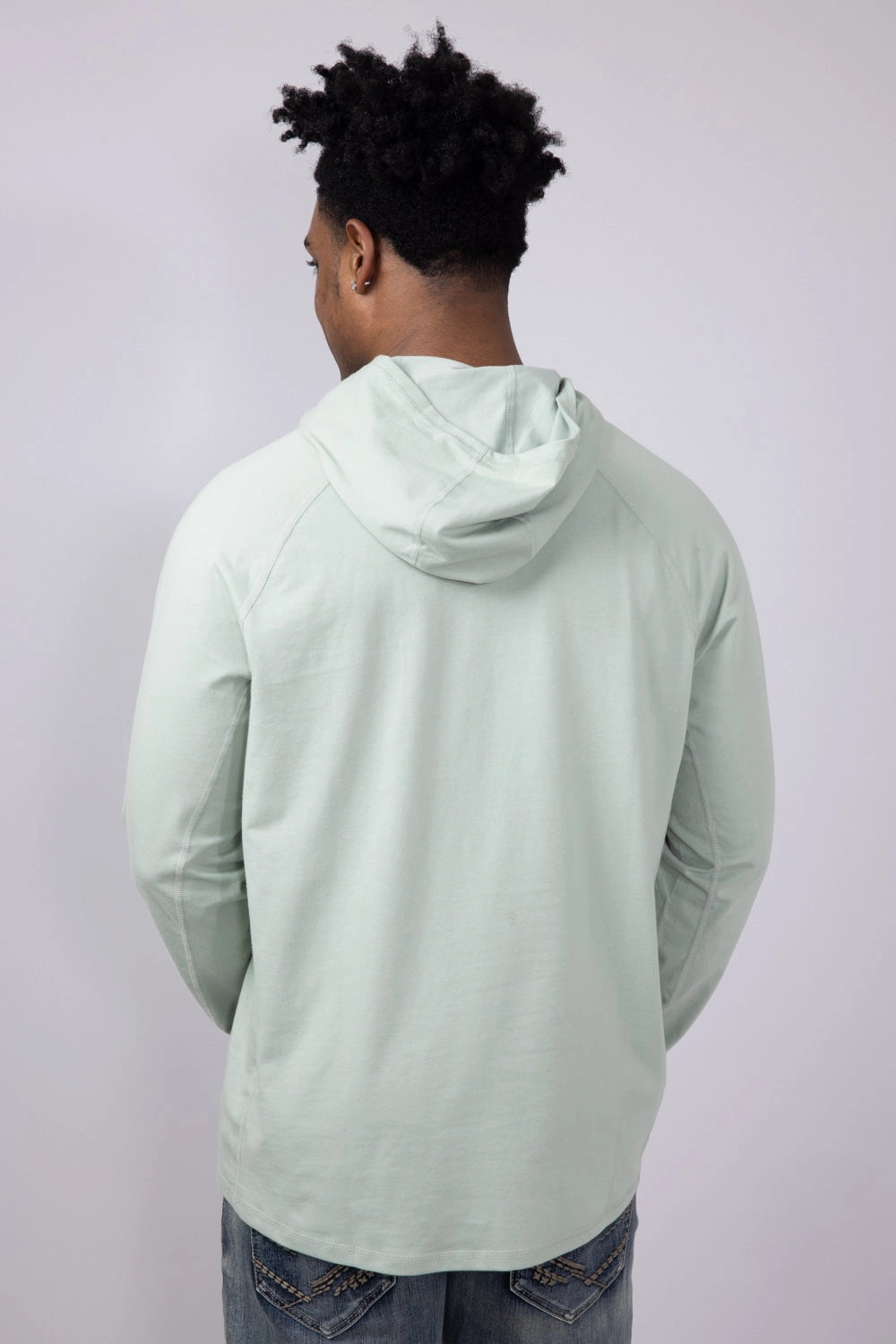 Carhartt Force Relaxed Fit Midweight Long Sleeve Logo Hooded T-Shirt for Men in Sage | 106654-G17-SAGE Simple Layer QuickDry Material