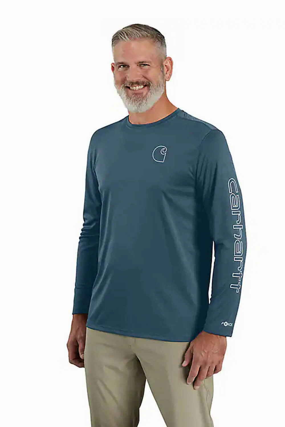 Carhartt Force Sun Defender Lightweight Long Sleeve T-Shirt for Men in Heather Blue | 106164-HK9-BLUE Easy Wear Style