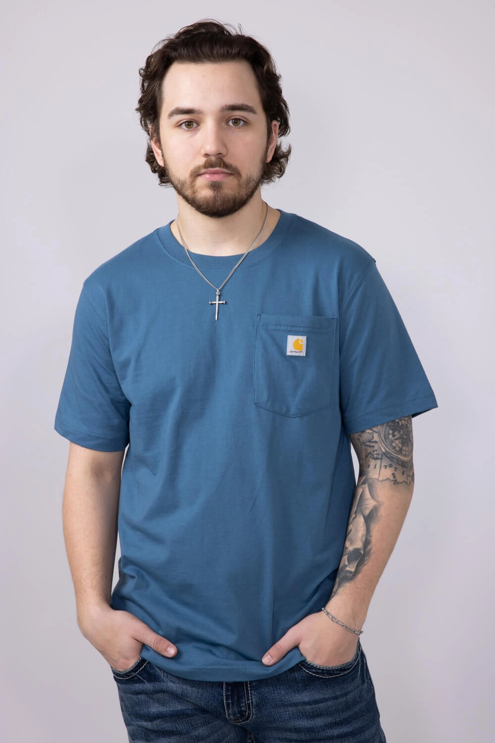 Carhartt Pocket Graphic T-Shirt for Men in Blue | 106760-HK8-STRMBLU Daily Style