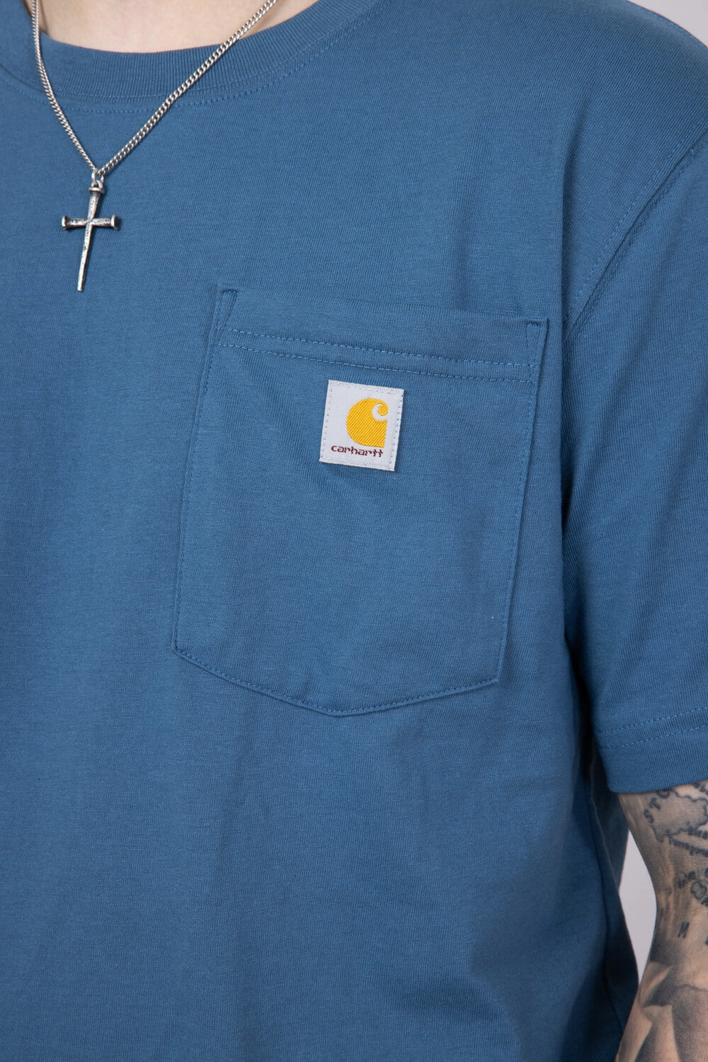 Fade Resistant Coating Carhartt Pocket Graphic T-Shirt for Men in Blue | 106760-HK8-STRMBLU