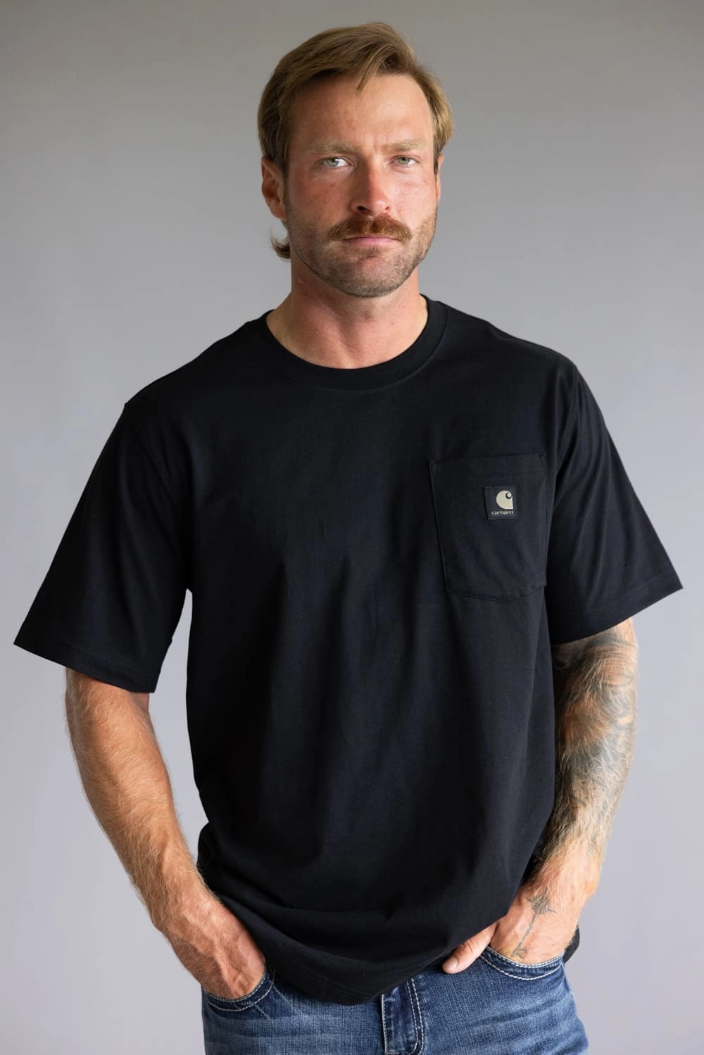 Comfortable Piece Carhartt Relaxed Fit Lightweight Camo Logo Pocket Graphic T-Shirt for Men in Black | 107183-N04 BLACK