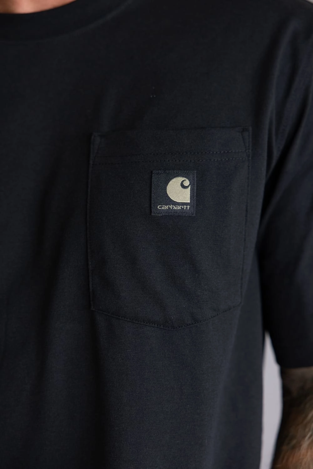 Carhartt Relaxed Fit Lightweight Camo Logo Pocket Graphic T-Shirt for Men in Black | 107183-N04 BLACK Ultimate Comfort