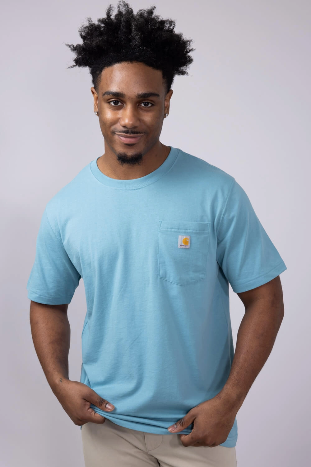Casual Fashion Carhartt Relaxed Fit Lightweight Logo Pocket Graphic T-Shirt for Men in Blue | 106771-HL0-SUMBLU