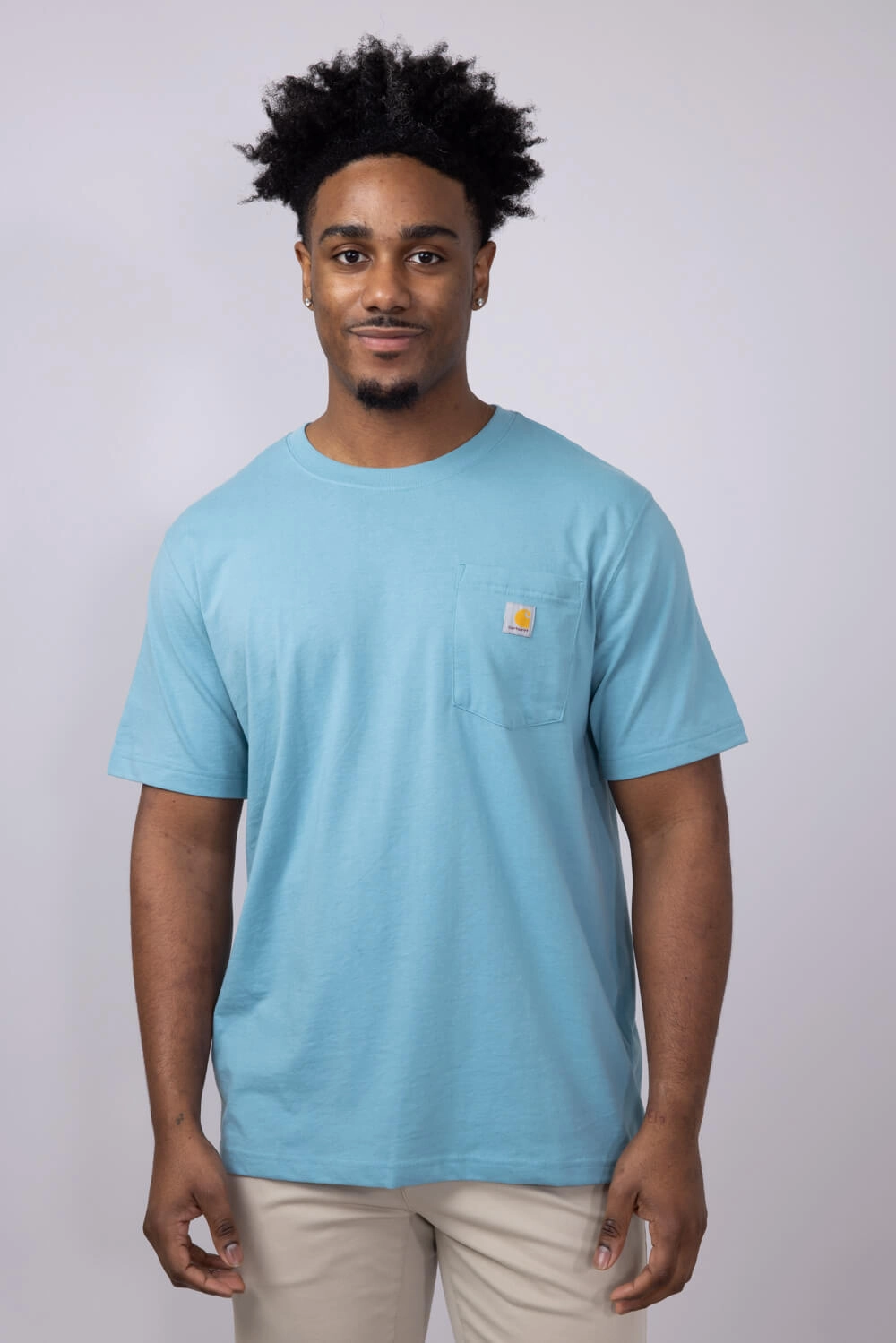 Versatile Layer college Carhartt Relaxed Fit Lightweight Logo Pocket Graphic T-Shirt for Men in Blue | 106771-HL0-SUMBLU