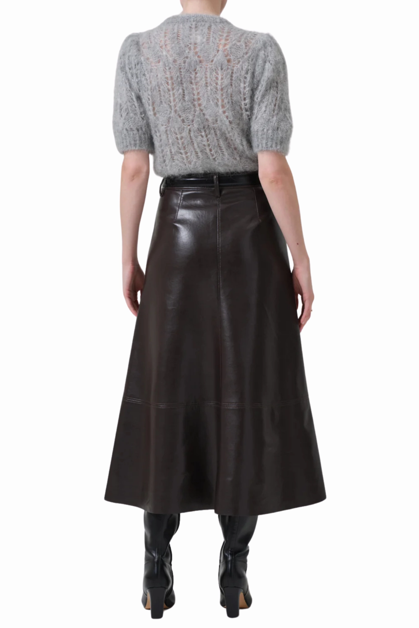 Cassia Leather Skirt Sequined Finish