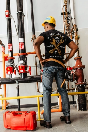 Versatile and Comfortable Troll Co Twisting Wrenches T-Shirt for Men in Black | TC0142-BLACK