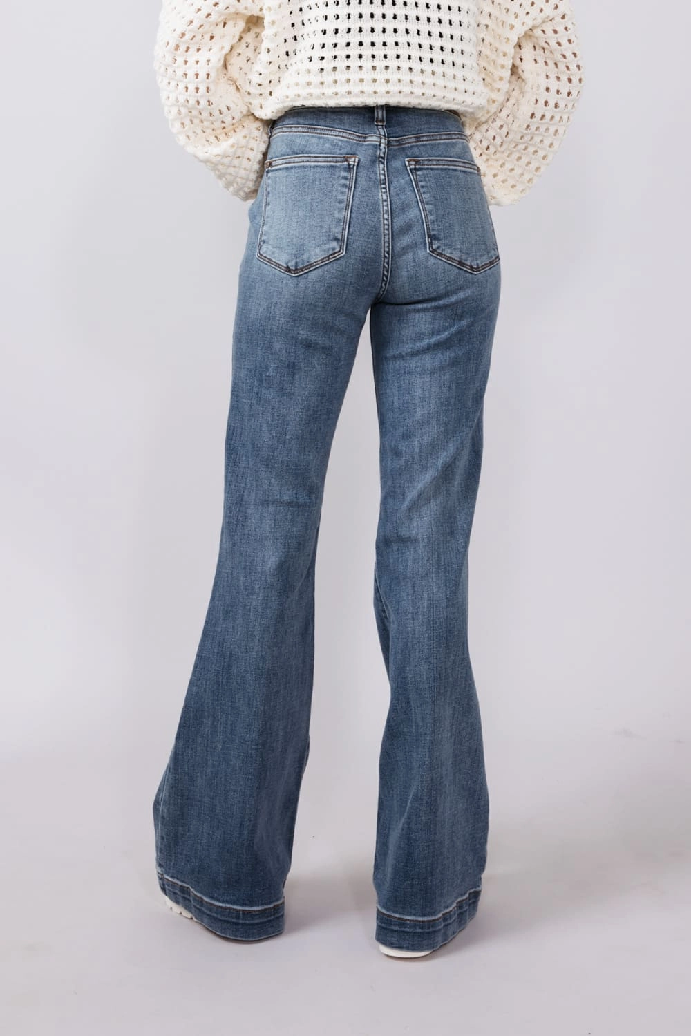 Responsible Denim Production Road Trip Affordable Judy Blue High Rise Trouser Flare Jeans for Women | 82651REG