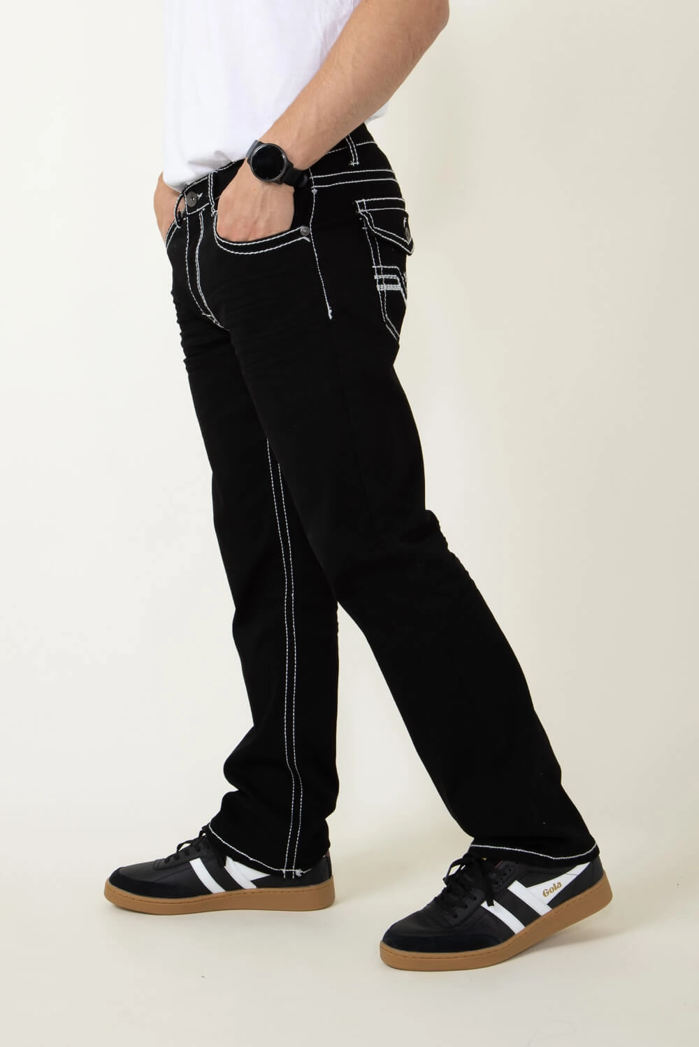 True Luck Blake Bootcut Jeans for Men in Black | TL16350002-BLACK Perfect Fit Design Thermal Regulating Fabric