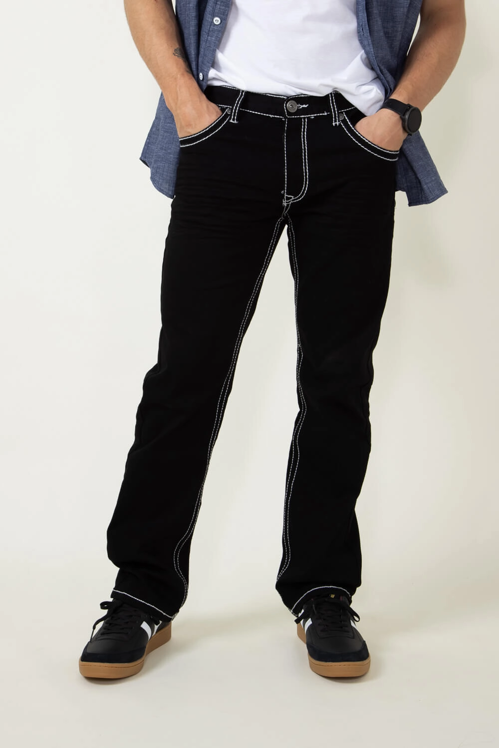 Contemporary Look True Luck Blake Bootcut Jeans for Men in Black | TL16350002-BLACK