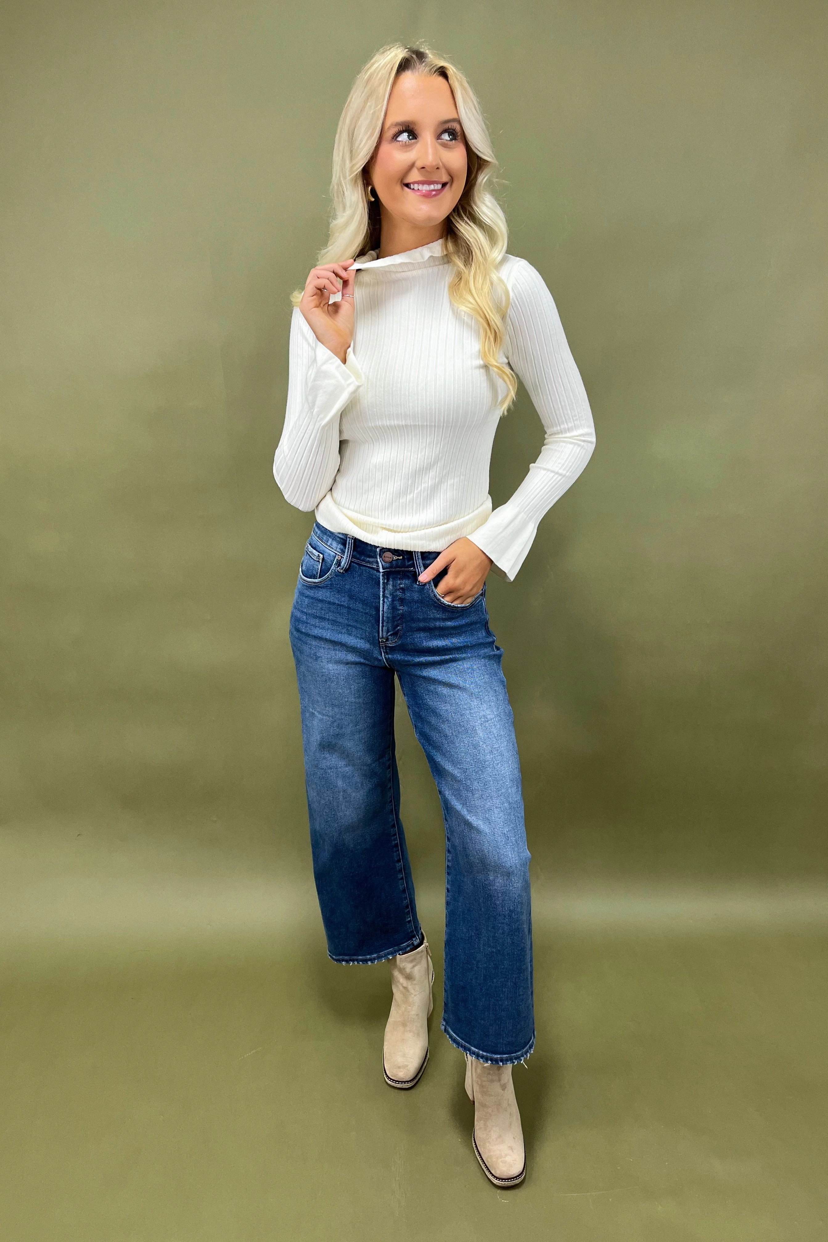 Whispering Ruffles Top *More Colors* Warm Fabric Basic Sweatshirt