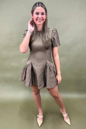 Champagne Hour Textured Mini Dress Natural Form Urban Look