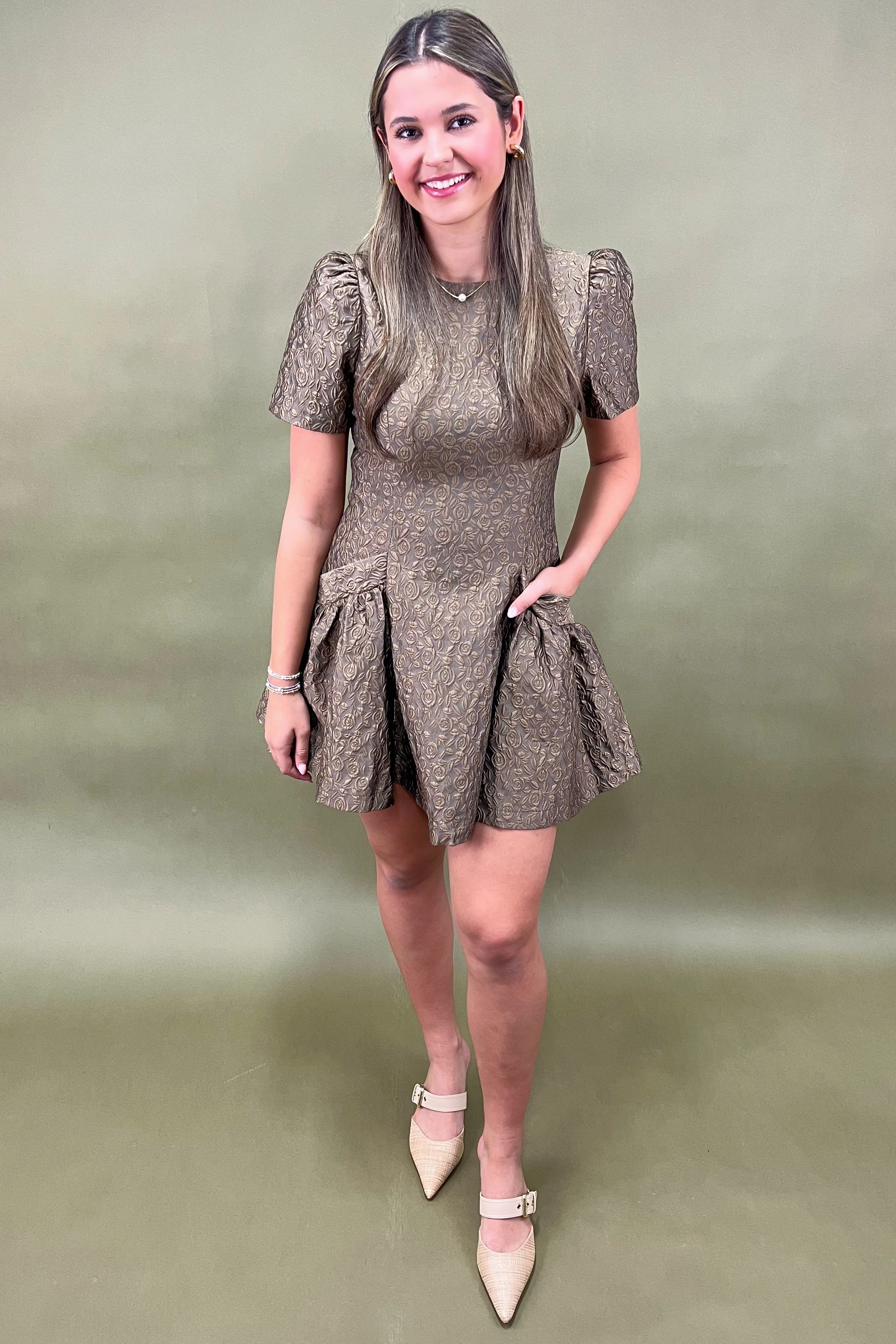 Calm Texture Champagne Hour Textured Mini Dress