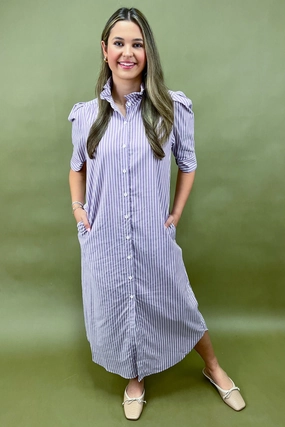 Playful-Detail Vibrant Edge Star Power Chic Striped Midi Dress