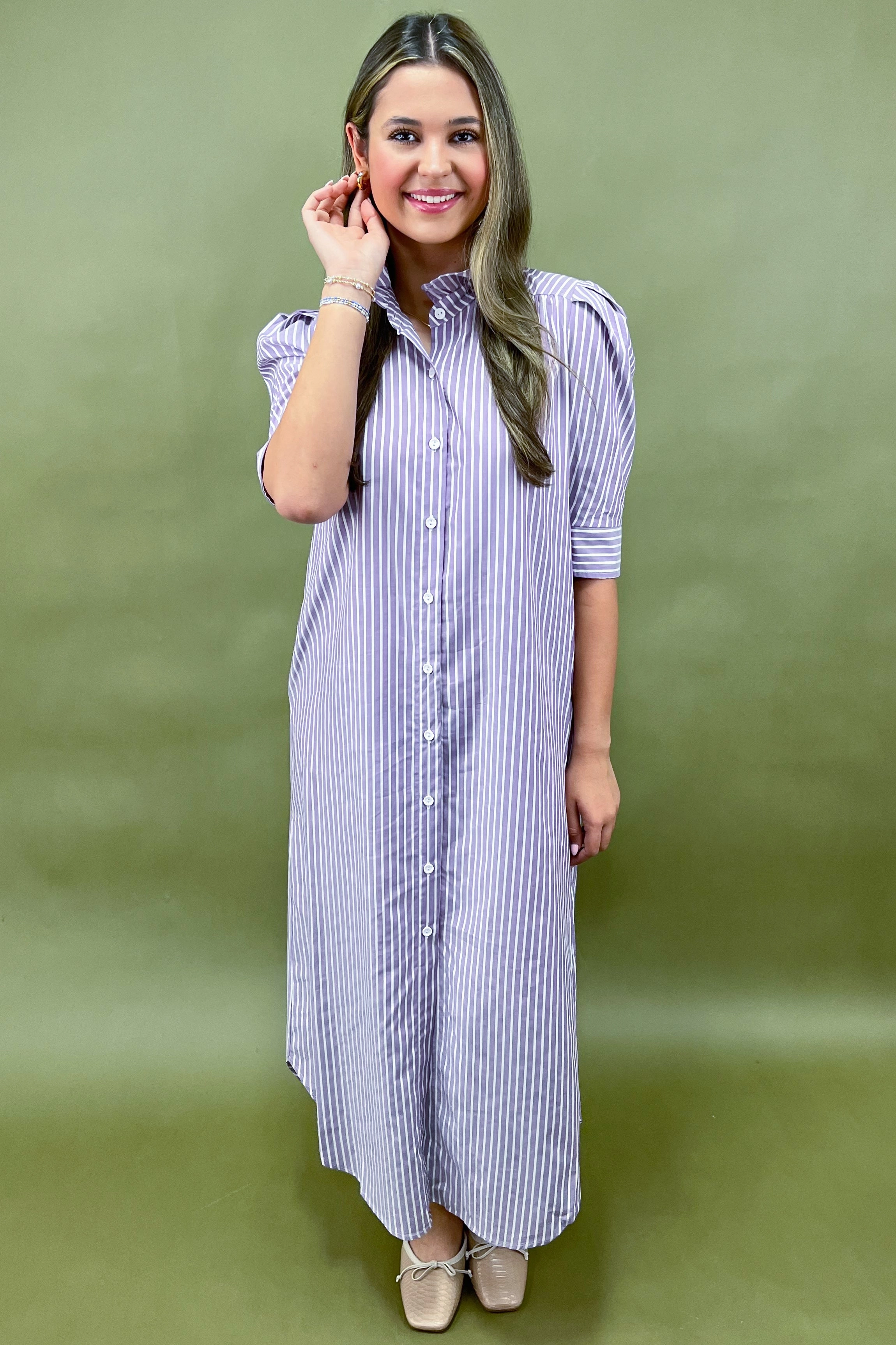 Star Power Chic Striped Midi Dress Quick Layer Breathable