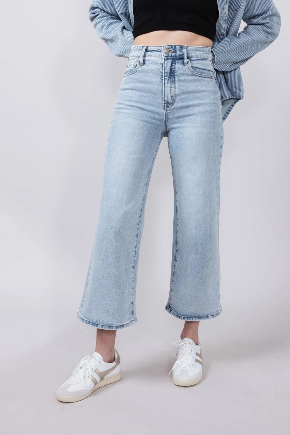 Thread & Supply High Rise Luca Vintage Cropped Wide Leg Jeans for Women | B2379VSDTS-LIGHTWASH Textured Vibrant abrasion resistant coating