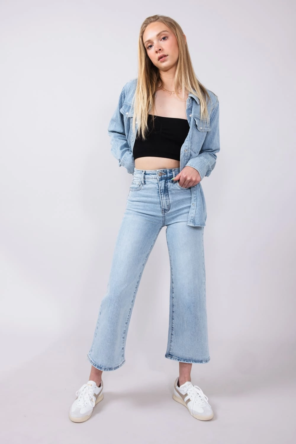 Thread & Supply High Rise Luca Vintage Cropped Wide Leg Jeans for Women | B2379VSDTS-LIGHTWASH Daily Basic Essential Basics
