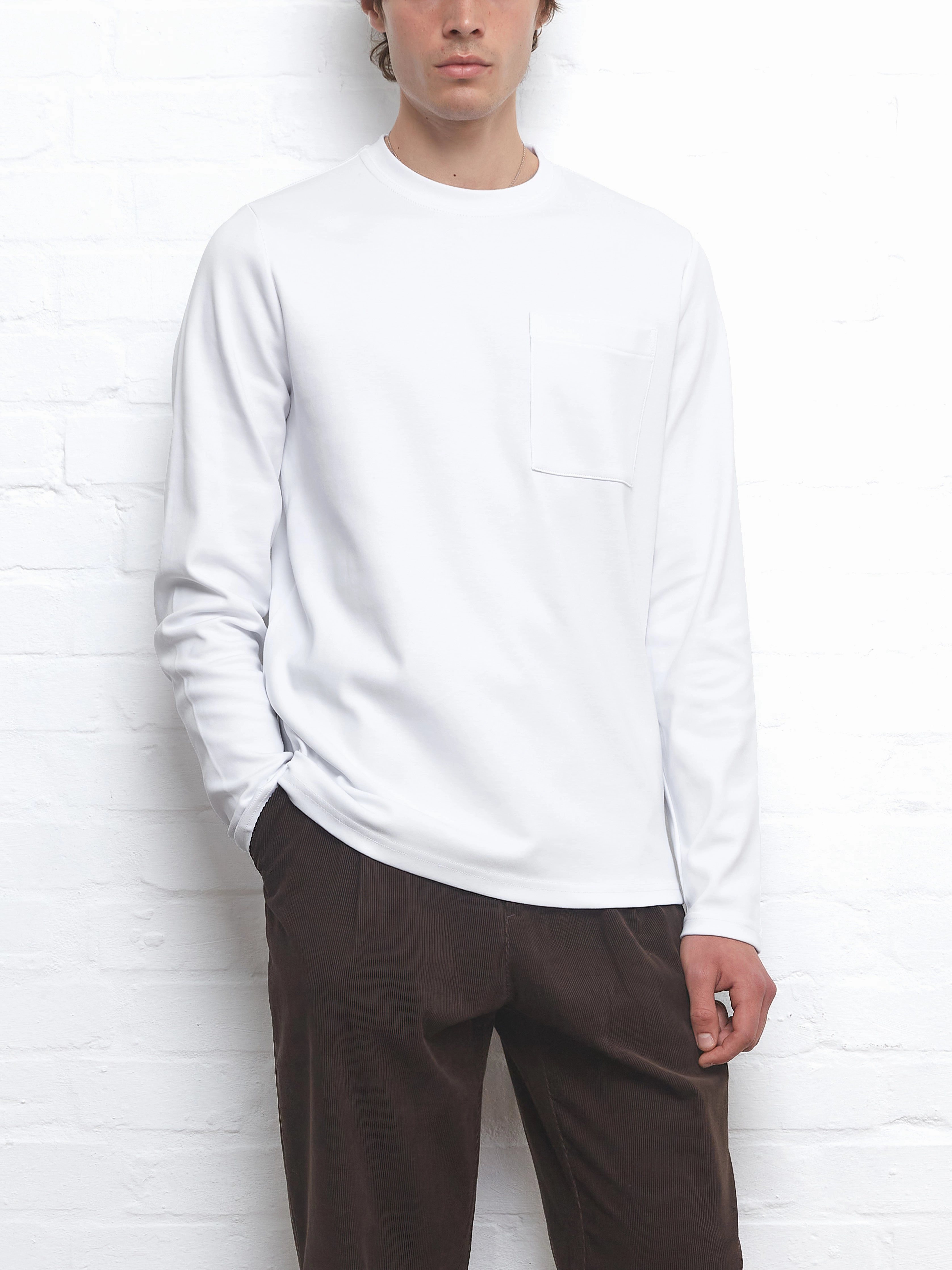 Collared formality Heavy Long Sleeve T-Shirt Tavistock White