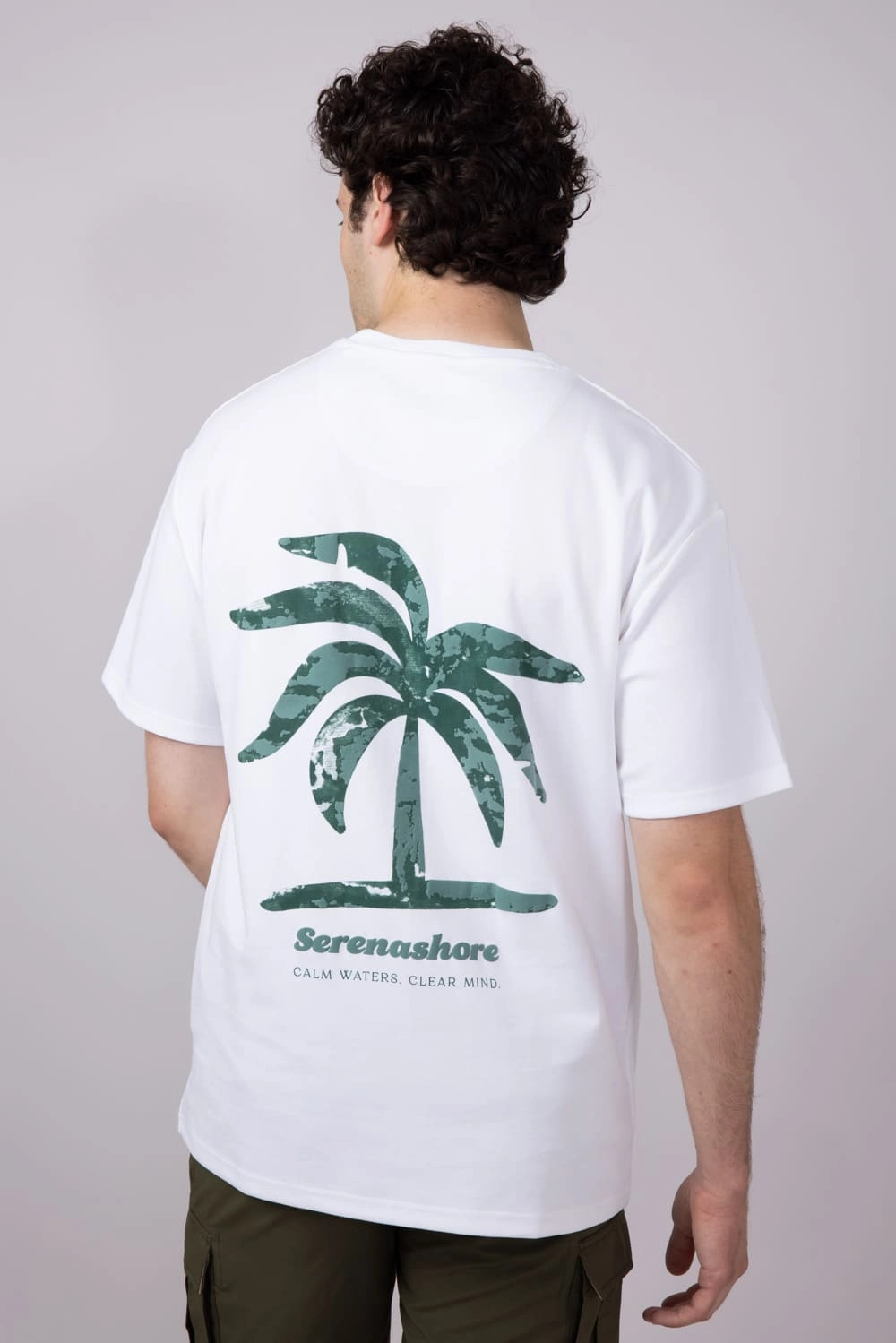 Wedding Green Palm Tree T-Shirt for Men in Off White | CKTS C161