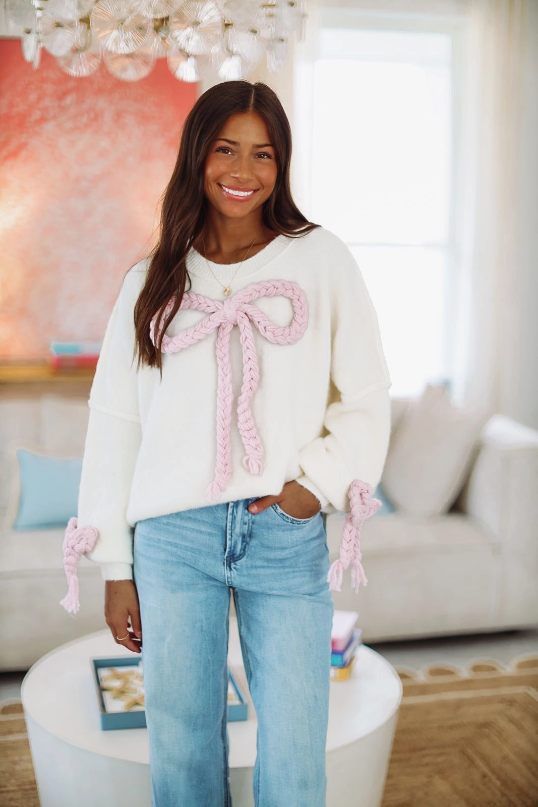 Clara's Bow Sweater - Cream RelaxedSilhouette