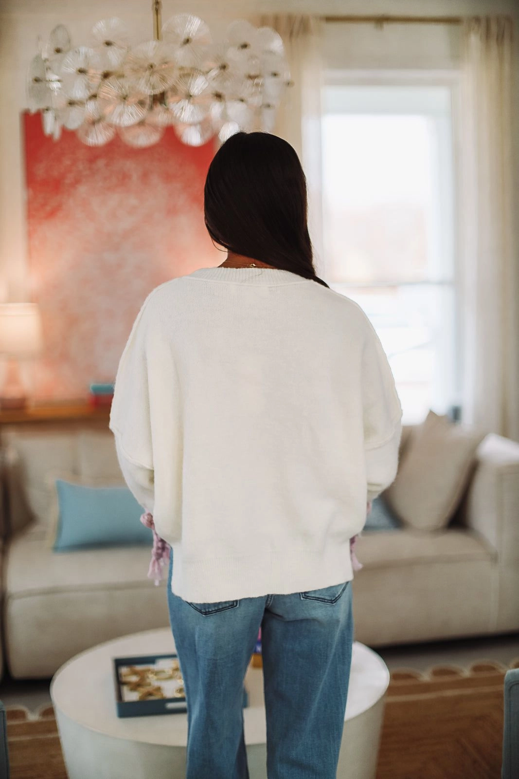 Clara's Bow Sweater - Cream BreathableMoistureBarrier Tubular Body Construction