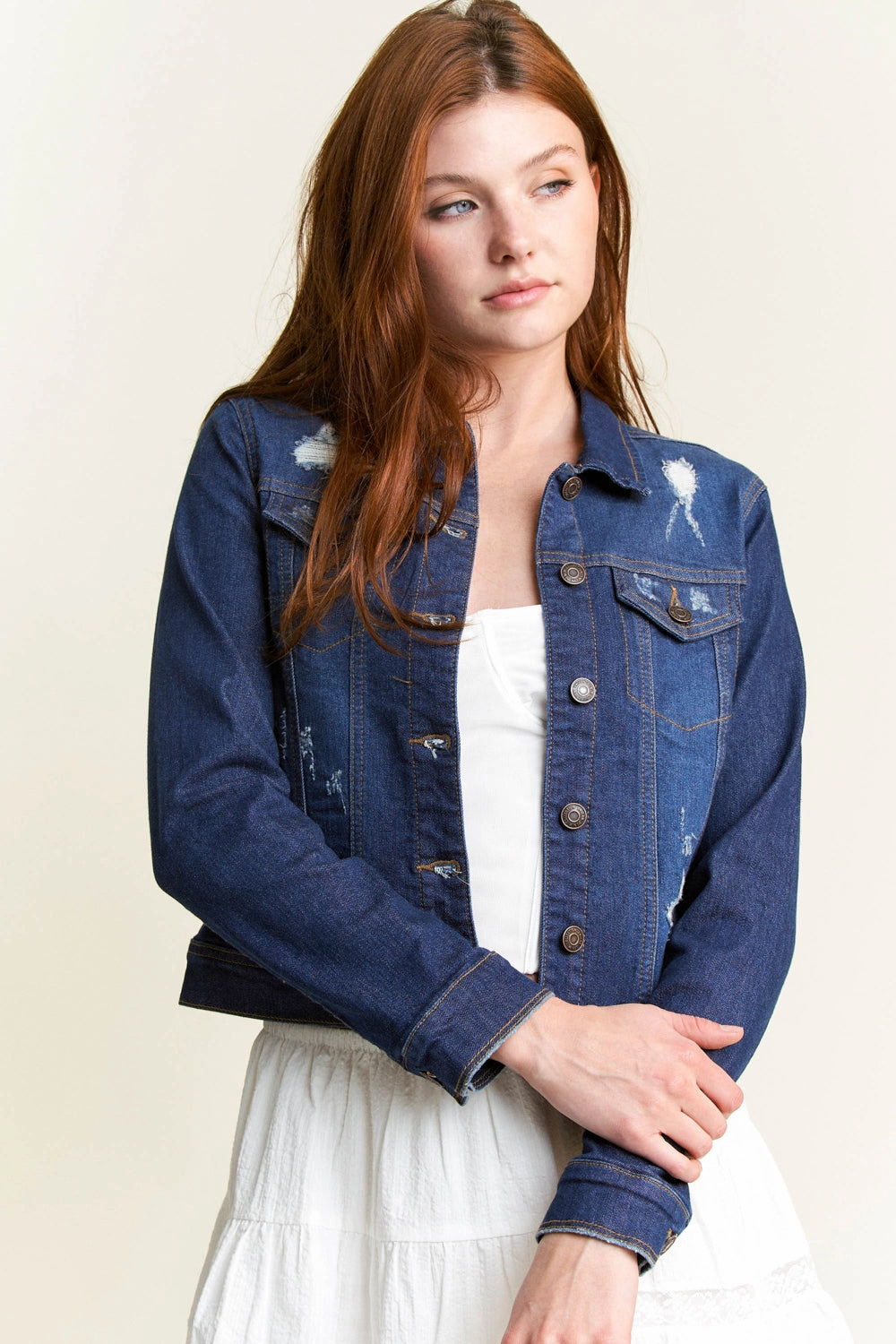 Eco Certified Textile Classic Destructed Denim Jacket