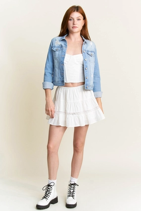 Classic Destructed Denim Jacket Odor Control Fibers