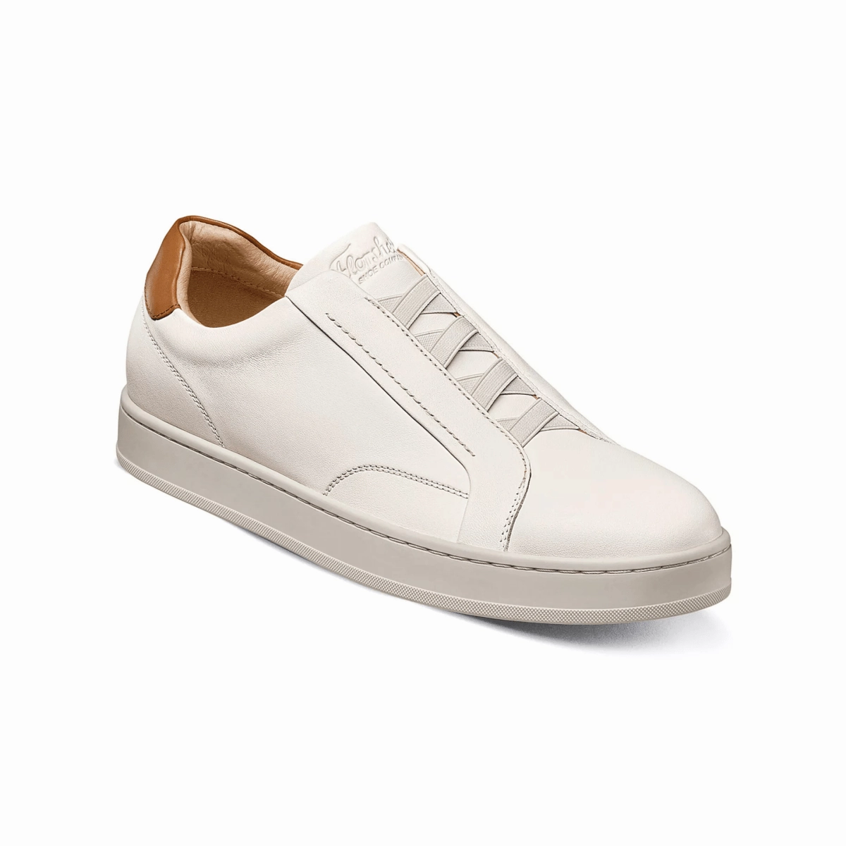 Florsheim Men's Monopoli Elastic Lace Off-White/Cognac Padded look