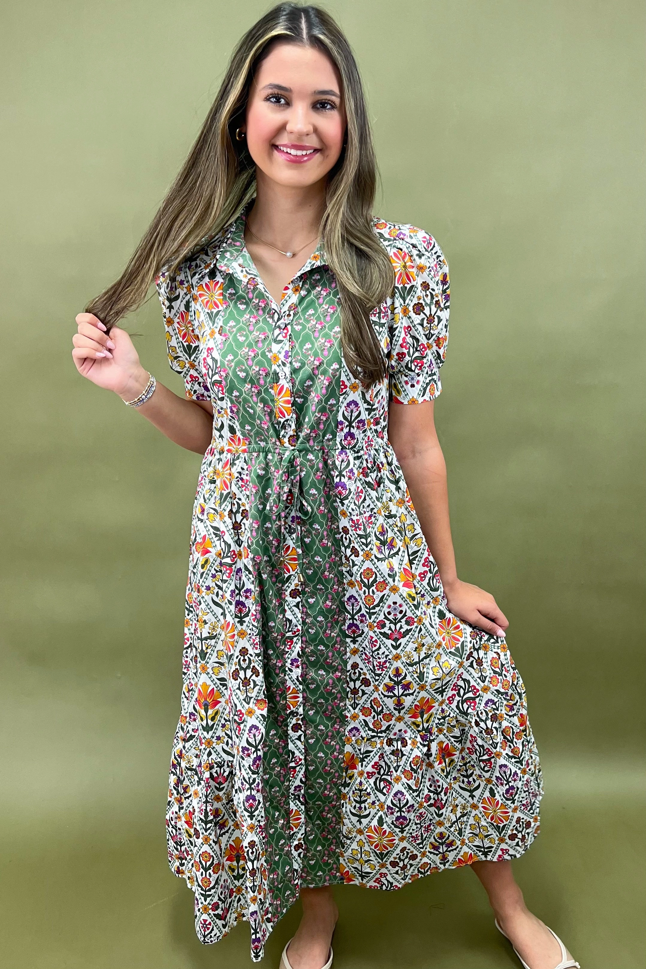 Autumn In Bloom Floral Midi Dress Fit for All Seasons