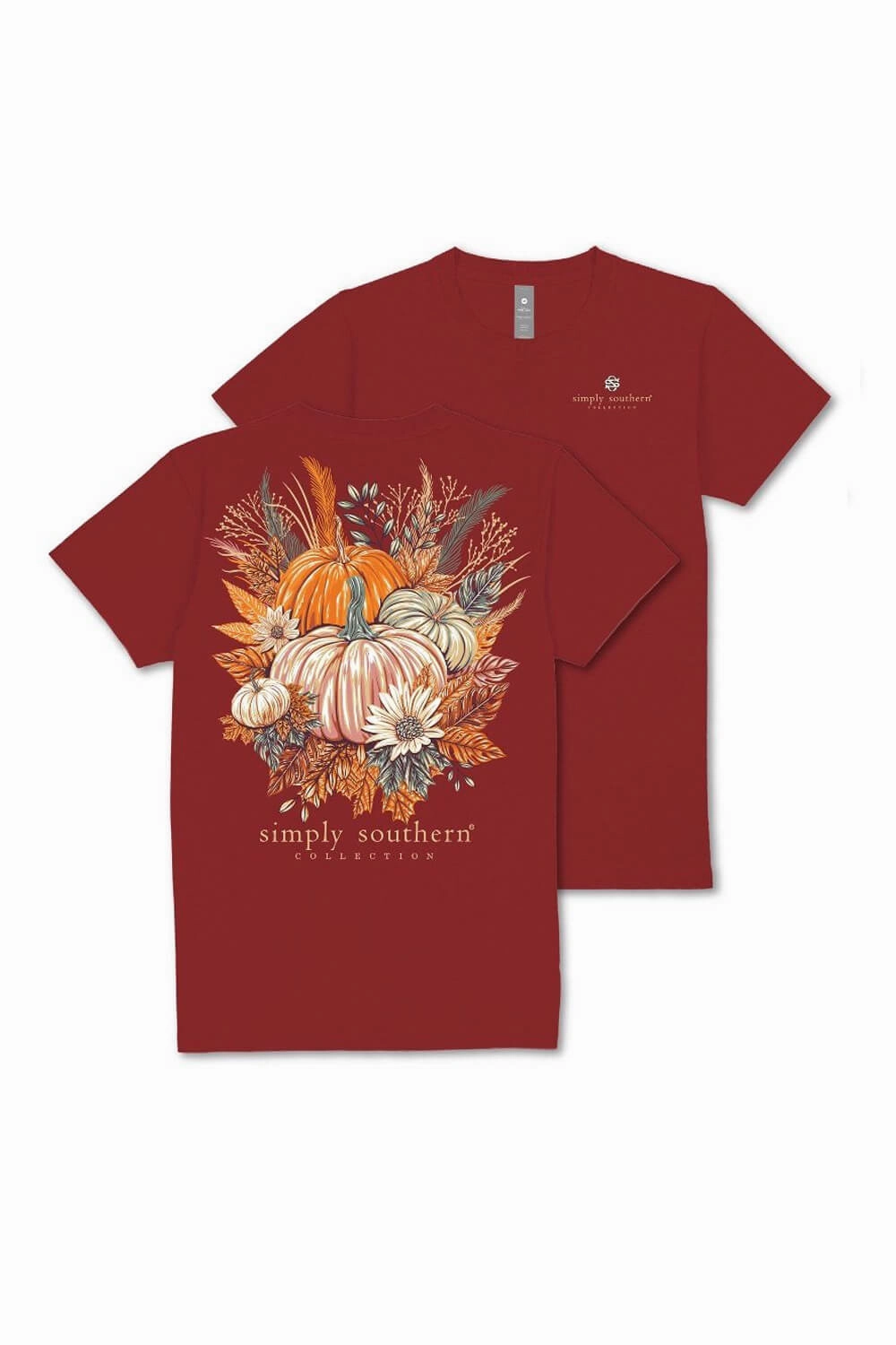 Simply Southern Fall Pumpkin Harvest T-Shirt for Women in Carmine | SS-HARVEST-CARMINE Soft and Lightweight