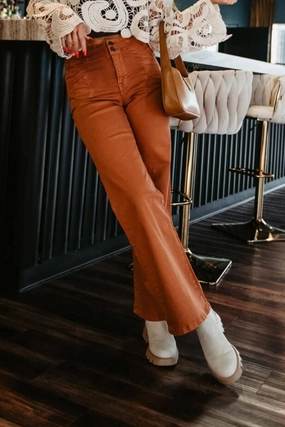 Mica High Rise Wide Leg Jeans for Women in Rustic Orange | MDP-W506CM Elegant Minimalist Outdoor Adventure Breathable Classic Wear Eco Friendly