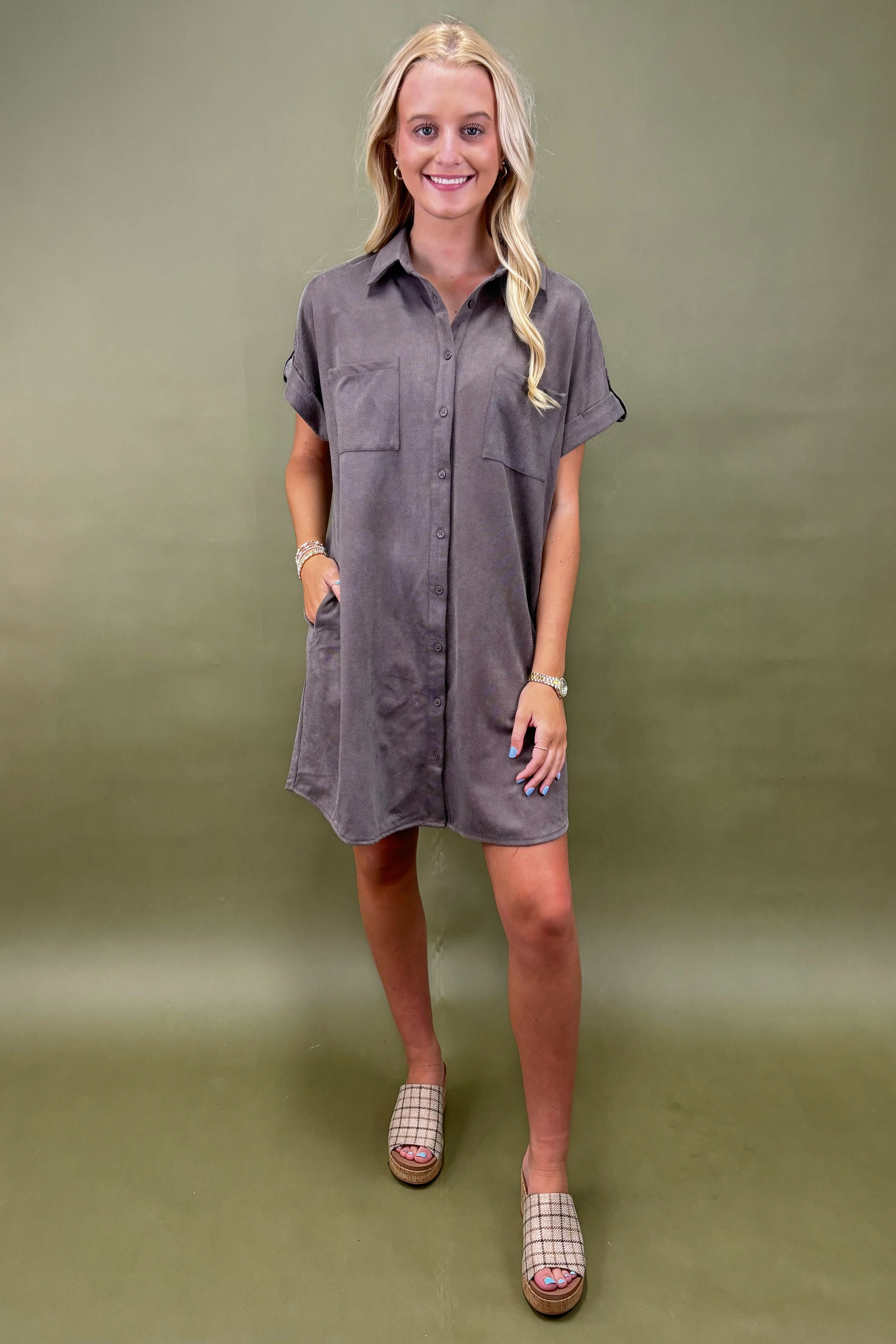 Inner Harmony Button-Up Mini Dress *More Colors* Soft Touch