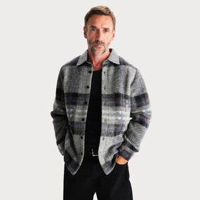 Nolan Overshirt Wool Check (Grey   Blue) ElasticCuffs Ergonomic Shoulder Design