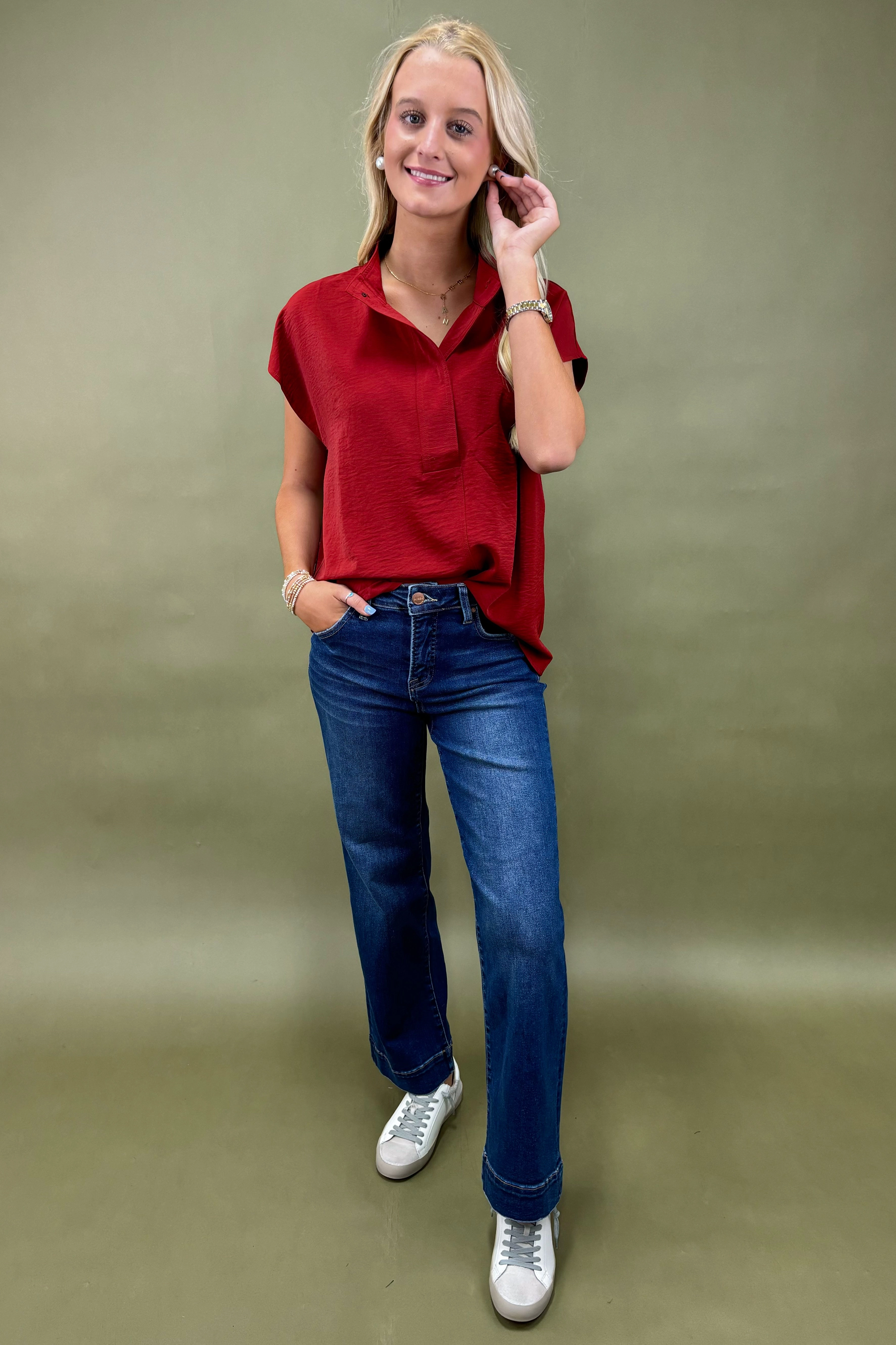 Confidence In Color Snap-Front Top *More Colors* AdjustableNeckline