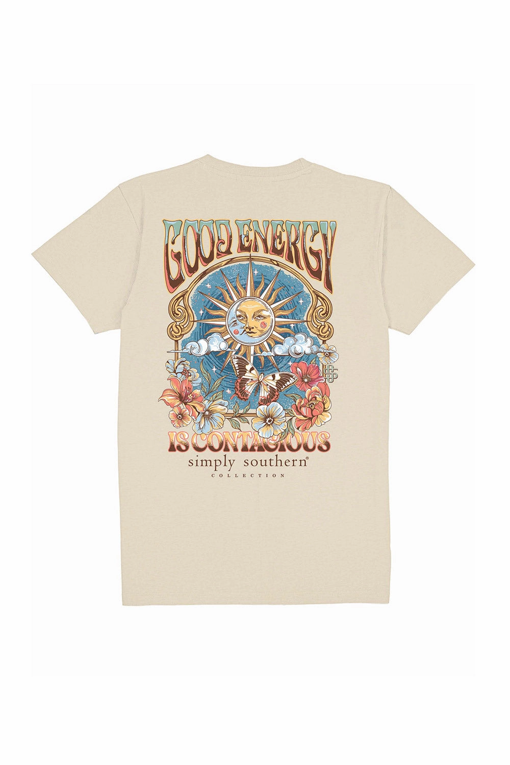 sequined details Summer Wardrobe Simply Southern Plus Size Good Energy T-Shirt for Women in Off White | EXT-SS-GOOD-WISP