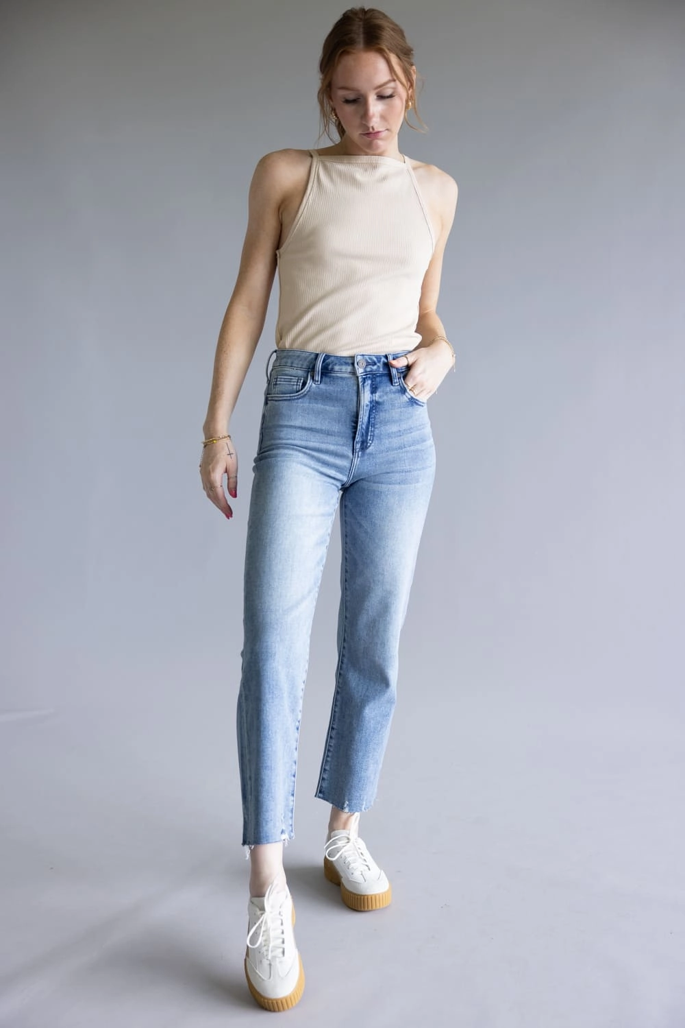 Hidden Tracey High Rise Cropped Straight Leg Jeans for Women | HD1557STC-M Simple Touch Outdoor Enthusiast Premium Home Comfort