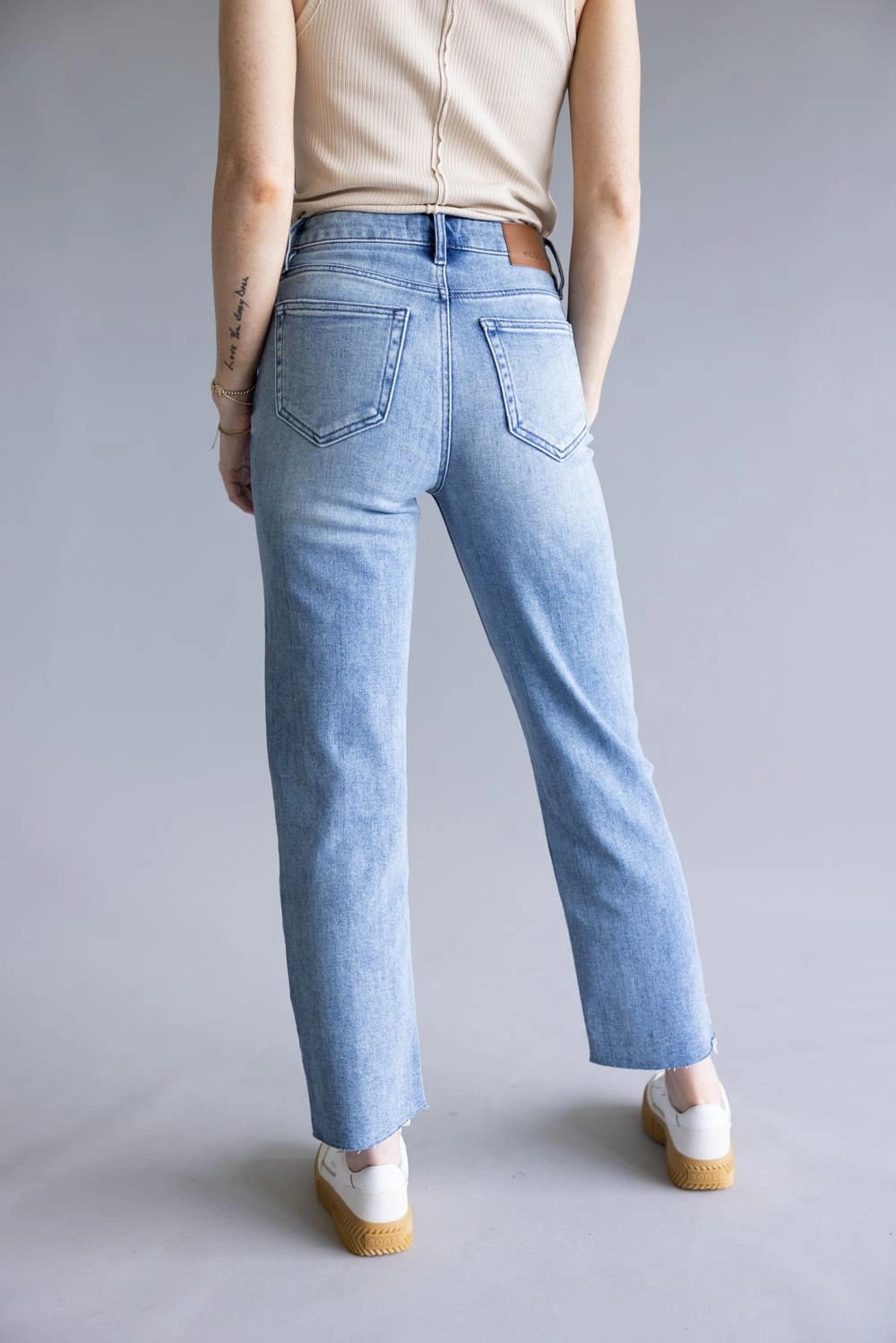 Lockstitch Construction Versatile Everyday Wear Hidden Tracey High Rise Cropped Straight Leg Jeans for Women | HD1557STC-M