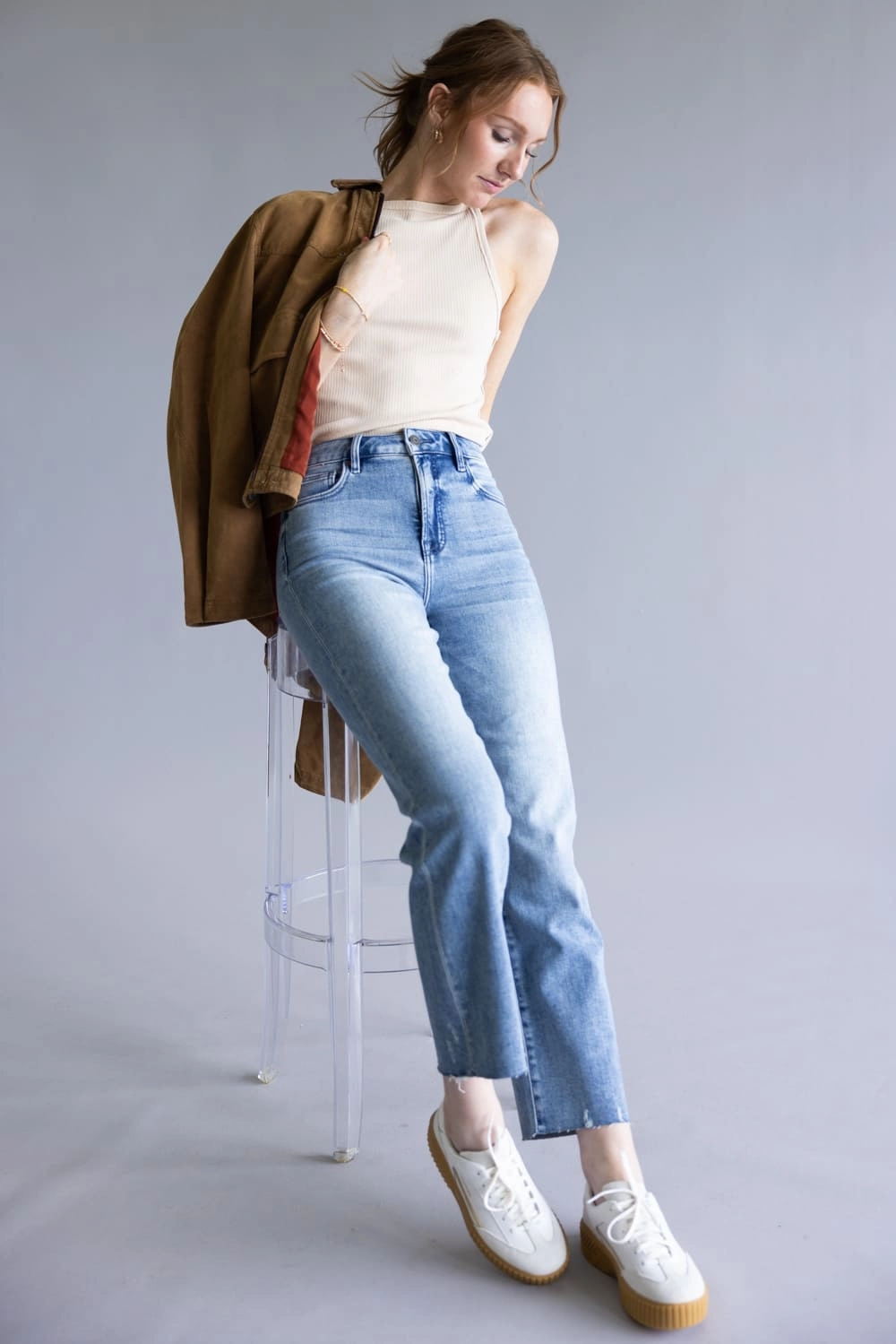 Hidden Tracey High Rise Cropped Straight Leg Jeans for Women | HD1557STC-M Rainy Day Winter Warmth Autumn Days