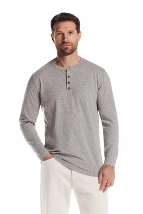 Soft Feel Weatherproof Vintage Long Sleeve Jersey Henley Shirt for Men in Light Grey Heather | F83610GK-LTGREYHEATHER