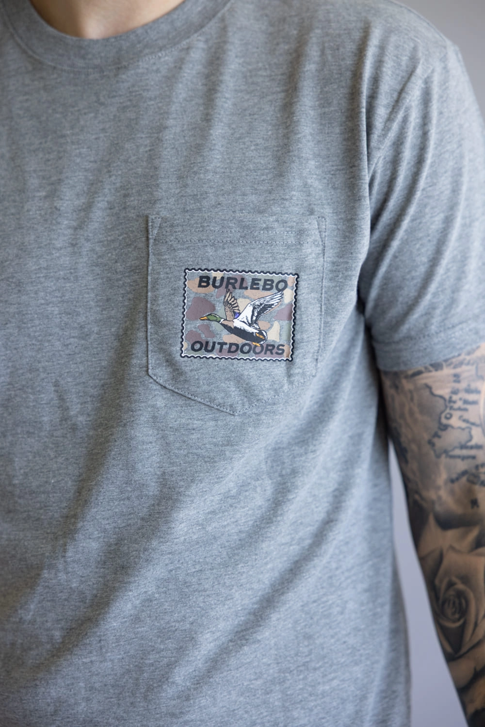 Burlebo Mallard Duck Stamp T-Shirt for Men in Heather Black | SST-MDKS-DHG-MALLARD DUCK STAMP - DARK H Easy Wear Look