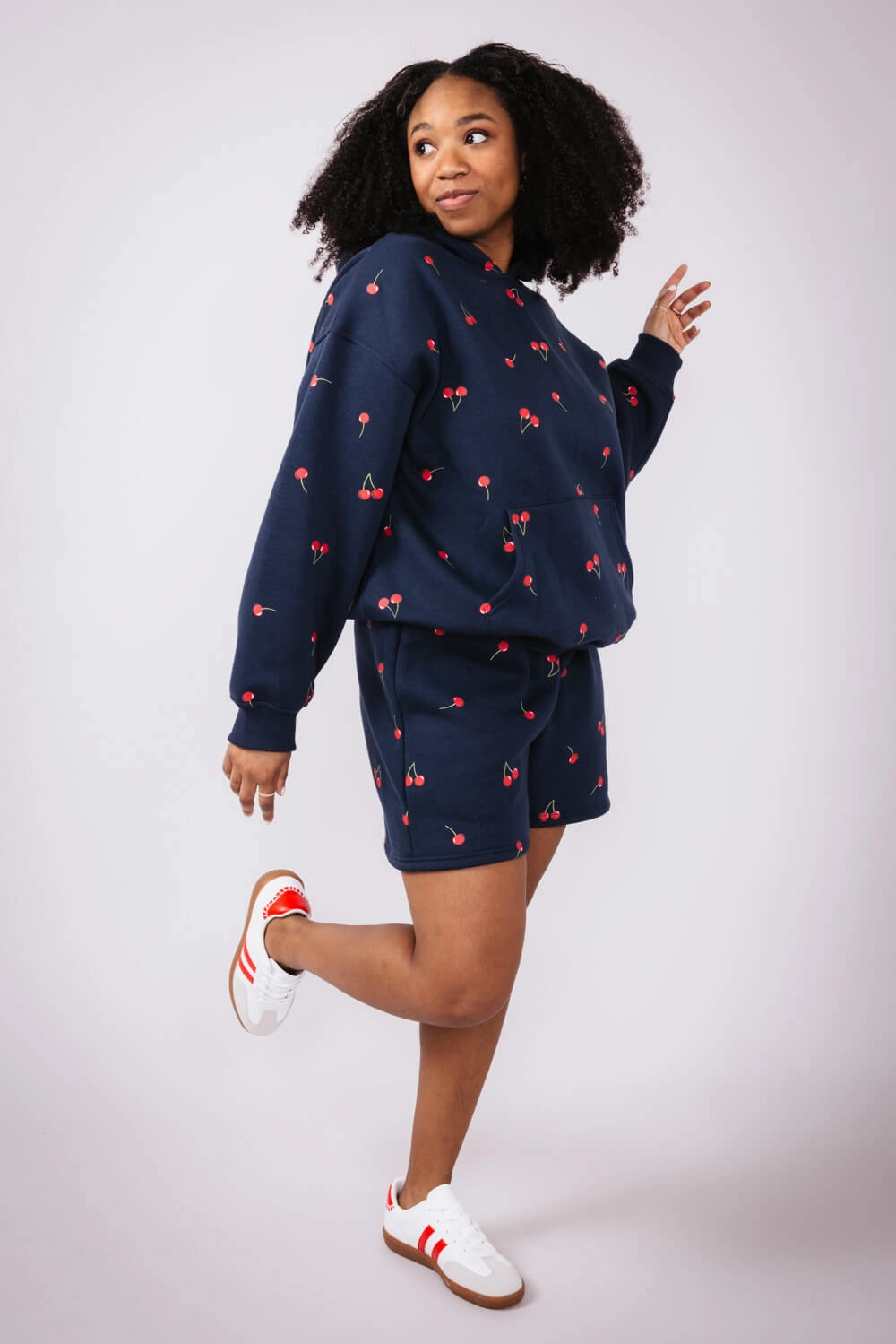 Anti - odor Cherry Sweat Shorts for Women in Navy | PSP1392-NAVY